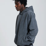 WASHED BLANK HOODIE CHARCOAL