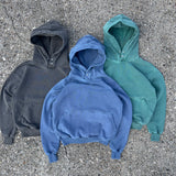 WASHED BLANK HOODIE CHARCOAL