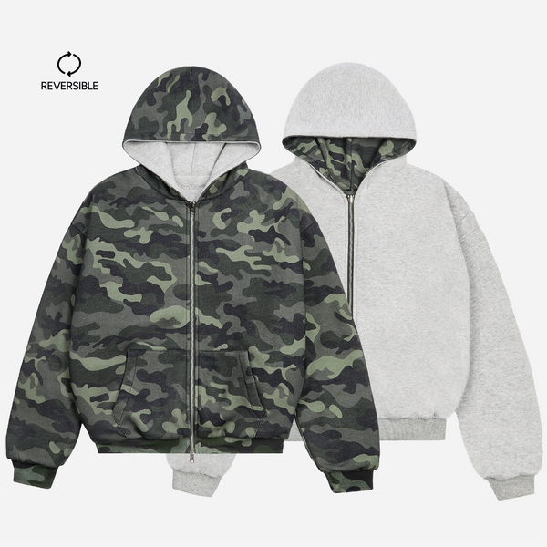 CAMO/GREY REVERSIBLE ZIP HOODIE – KAIZEN MARKET