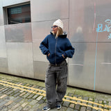 NAVY/STONE REVERSIBLE ZIP HOODIE